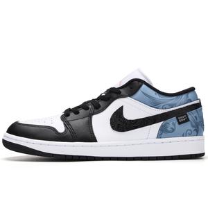 Jordan Баскетбольные кроссовки Air 1 Classic Of Mountains And Seas Fish Low Top Vintage, мужские, черно-синие