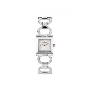 Ferragamo Часы Double Gancini Square 20mm, White Dial