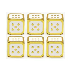 12 мм d6 — белый с золотом (6), Dice Sets - Metal - D6's (Foam Brain Games)