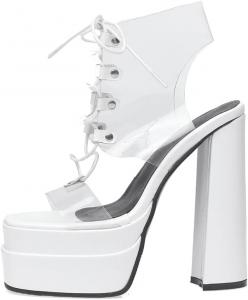 Женские летние ботильоны MRKEWUNEY на платформе с массивным каблуком, 94 White