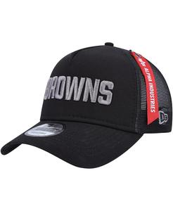 Черная мужская кепка Trucker Snapback Cleveland Browns A-Frame x Alpha Industries 9FORTY New Era