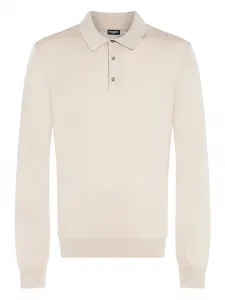 Рубашка-поло в рубчик на пуговицах Franzese Collection, бежевый