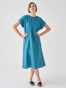 Льняное платье А-силуэта с короткими рукавами | FA175