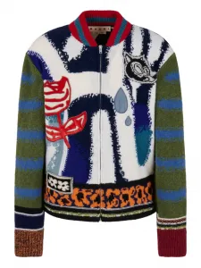 Кардиган с графичным узором Marni, белый