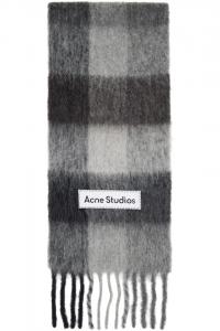 Acne Studios Серый клетчатый шарф из мохера