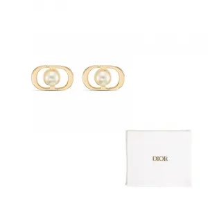 Серьги-гвоздики из смолы с металлическими штифтами, золотистые DIOR