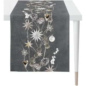 Дорожка на стол 6204 ЗИМНЯЯ СКАЗКА, Рождественский декор, Рождество Цифровая печать Apelt, антрацит/серебристый/натуральный