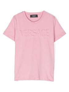 Versace Kids футболка с тисненым логотипом, розовый