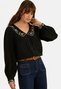 Блузка прямого кроя с вырезом-лодочкой Love & Roses, Black Embroidered