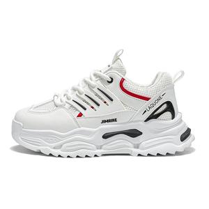 King Jinmai Скользоустойчивые дышащие массивные низкие кроссовки мужские бело-черные, цвет White Black