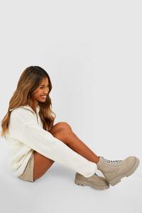 Ботинки походные Boohoo на двойной подошве, серый