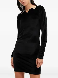 Бархатное платье с цепочкой AllSaints, черный