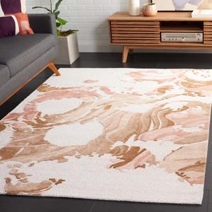 Ковер SAFAVIEH, 153 x 244 см, Fifth Avenue Collection, Beige & Rust, ручной работы в стиле Mid-Century Modern Abstract из новозеландской шерсти, идеально для помещений с высокой проходимостью: гостиная, спальня, столовая (FTV507P-5)