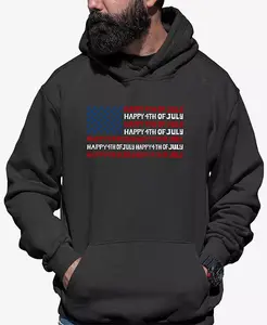 Мужская толстовка с капюшоном Happy 4th Of July Word Art LA Pop Art, серый