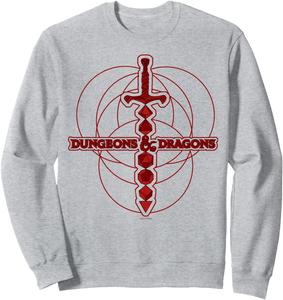 Толстовка с логотипом Dungeons & Dragons в виде игральных костей и меча, серая