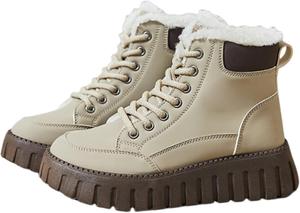 Женские зимние ботинки Western водонепроницаемые с мехом на щиколотке, спортивные ботильоны на шнуровке, удобная зимняя обувь для женщин 2025 Generic, #B08-Khaki