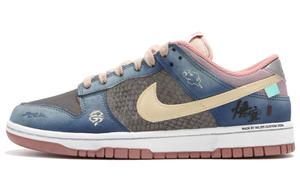 Кроссовки для скейтбординга Dunk унисекс с низким верхом бежевый/синий/черный Nike