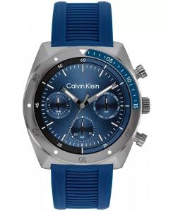 Мужские часы с гибким синим силиконовым ремешком, 45 мм Calvin Klein, синий