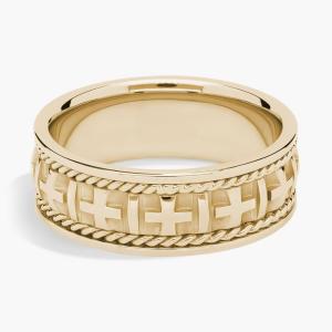 Обручальное кольцо с плетеным краем в виде креста из 18-каратного желтого золота (8 мм) Blue Nile