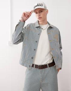 Джинсовая куртка в тонкую полоску, многоцветная New Era