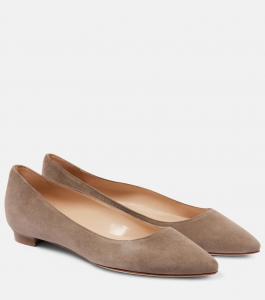 Ланза BB балетки из замши Manolo Blahnik, бежевый