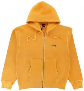 Худи Stussy Smooth Stock с пигментной окраской и застежкой-молнией, оранжевый