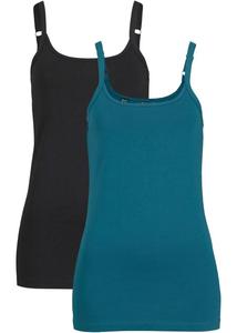 Длинный топ-спагетти из натурального хлопка 2 шт Bpc Bonprix Collection, синий