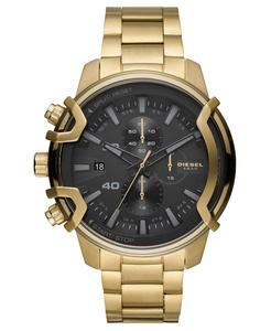 Мужские часы с хронографом и рифленым золотистым браслетом из нержавеющей стали, 48 мм Diesel