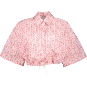 Кроп-футболка с логотипом Moncler, розовая