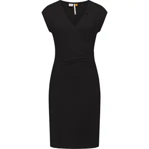 Платье-футляр в стиле рэгвир "Crupi", летнее облегающее фигуру платье с оборками на талии Ragwear, черный