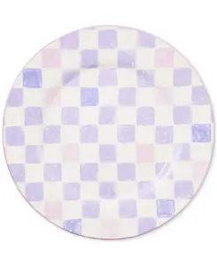 Круглое блюдо в клетку сиреневого цвета Mackenzie-Childs, purple
