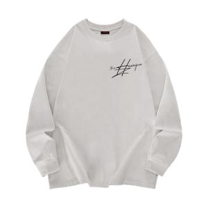 Футболка Unisex Crew Neck Moderate Heavyweight HUANQIU, gull серый-черный
