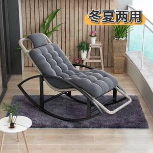 Fantasy Кресло-качалка из ротанга для взрослых, двойной слой серебристо-серый + серая подушка + серый коврик (комплект)