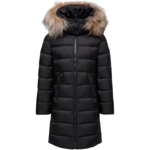 Moncler Пуховик Abelle с отделкой из овчины и капюшоном черный детский