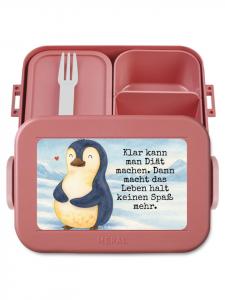 Mr. & Mrs. Panda Контейнер для хранения продуктов с рисунком, имитирующим диету пингвина, и надписью пастельно-красного цвета