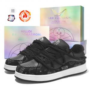 Doraemon Дораэмон, лимитированная серия в коробке, пухлые кроссовки низкие скейтерские унисекс угольно-черные (с флисовой подкладкой) [в комплекте коробка]