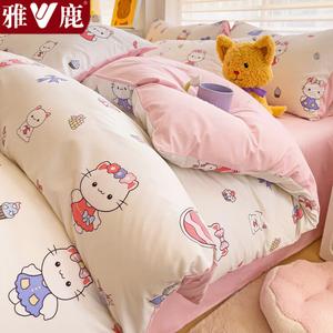 Yalu Комплект постельного белья из 4 предметов (простыня на резинке 150 см, пододеяльник 150х200 см), ткань из мягкого хлопка, цвет Summer Date Night