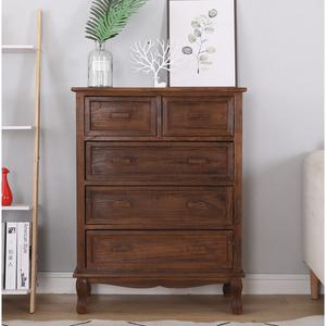 Mikemijia Комод 70х33х92 см для гостиной и прихожей из карбонизированного дерева, 5 ящиков, усиленная конструкция