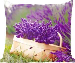 Декоративная подушка MuchoWow, диванная подушка, декоративная подушка для гостиной, 45x45 см, Свежая лаванда в корзинке - подушка для сна - диванная подушка
