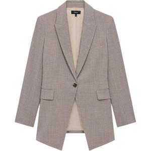 Однобортный приталенный блейзер THEORY, серо-коричневый