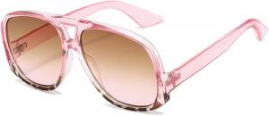 Женские солнцезащитные очки-пилот с двойной перемычкой большого размера, модные градиентные очки с защитой от УФ-излучения UV400. Мужские солнцезащитные очки в трендовом зелено-розовом цвете Melrose, Pink