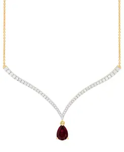 Ожерелье с подвеской длиной 18 дюймов из 14-каратного золота (также с выращенными в лаборатории рубинами и сапфирами) с изумрудами (1-1/2 карата) и выращенными в лаборатории бриллиантами (1 карат) Grown With Love, ruby