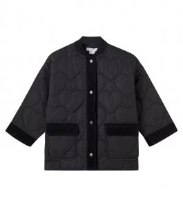 Стеганая куртка с бархатной отделкой Stella McCartney Kids, черный