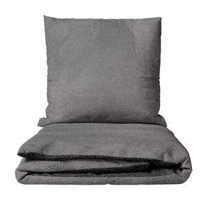 Комплект постельного белья из термофлиса микрофибра 135х200 см серый антрацит однотонный дизайн зима на молнии leonado vicenti