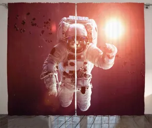 Штора для гостиной ABAKUHAUS "Кошка в деревенском стиле", "Питомец в галактике Ламент", универсальная ленточная штора с петлями и крючками, 280 x 225 см, цвет: фиолетовый, белый и рубиновый Abakuhaus