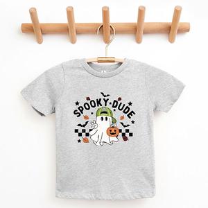Футболка с принтом Spooky dude checkered ghost The Juniper Shop, Heather Grey