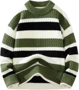 Мужской полосатый свитер свободного кроя