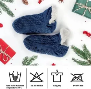 Теплые нескользящие носки LONGLUAN для дома, нескользящие термоноски для пола для женщин и мужчин, новые вязаные и бархатные домашние носки-тапочки, пушистые носки-тапочки с V-образным вырезом (размер 9-11, тибетский черный) No Brand, красный