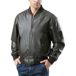 Мужская кожаная куртка-бомбер Ma-1 Flight Leathers Landing Leathers, коричневый