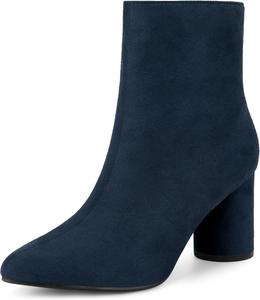 Женские ботильоны Allegra K с заостренным носком, боковой молнией и блочным каблуком, Navy Blue